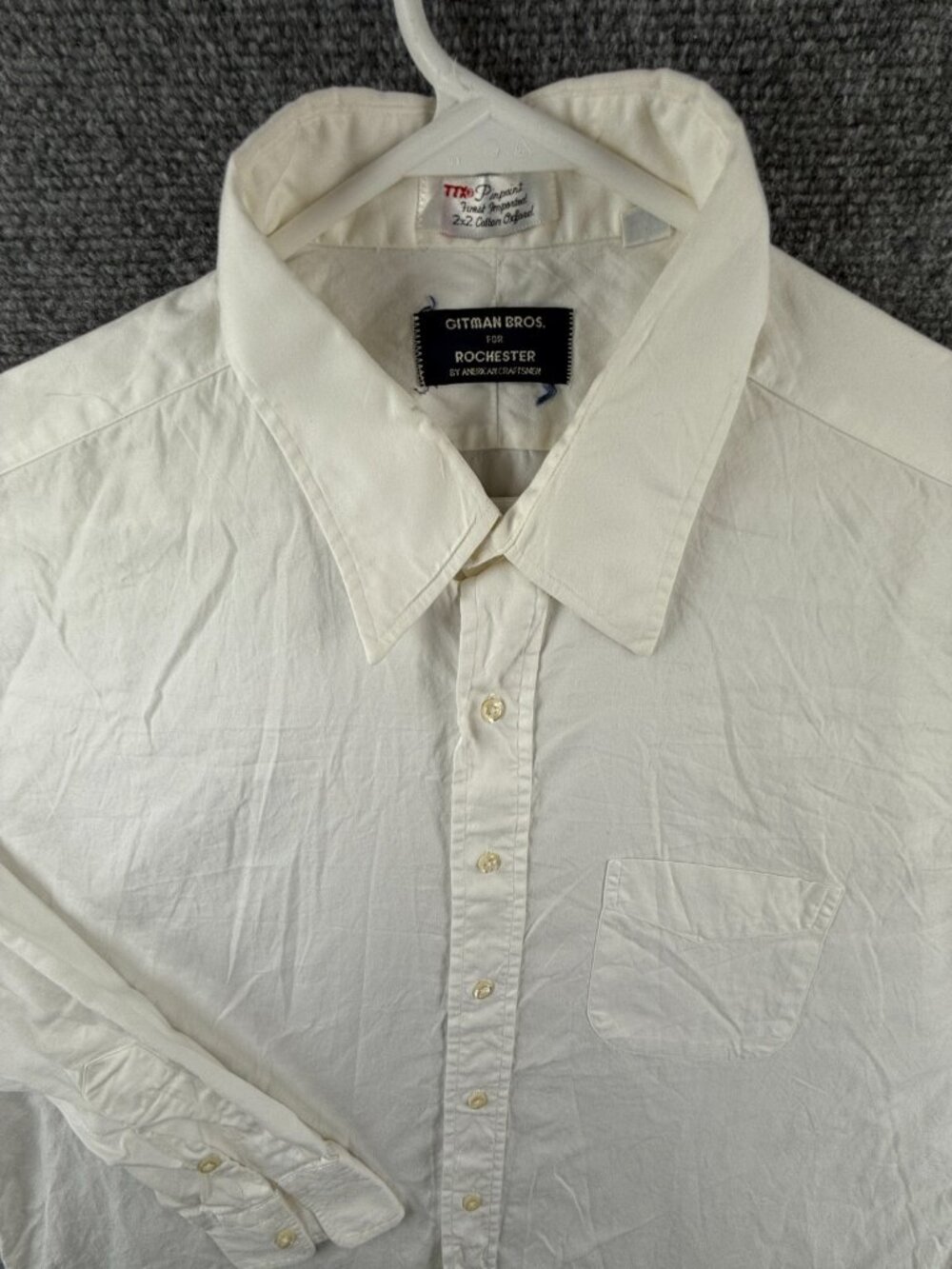 Gitman Bros Cotton White Button Up Shirt Long Sleeve TTX 17 37 Tall Rochester
